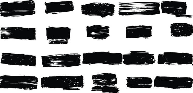 Collection of black brush strokes on white background