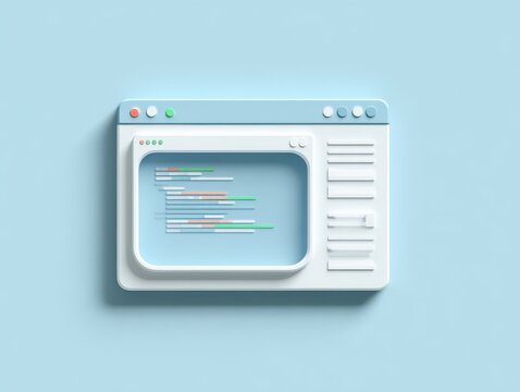 code window interface mockup isolated on a light blue background