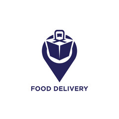 Fototapeta premium Food delivery map marker icon with open box for locating restaurants and meal pickup