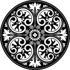 Elegant black and gold seamless floral ornament featuring a vintage damask pattern with ornate leaf swirls and an abstract vector flower design for luxury wallpaper or tattoo art decoration © Sonjit