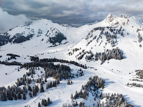 Praz de Lys Sommand Ski Resort Winter Aerial