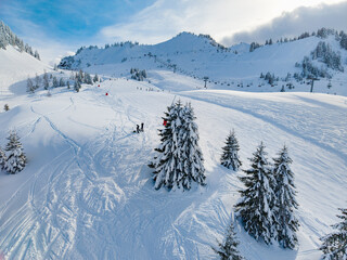 Praz de Lys Sommand Ski Resort Winter Aerial