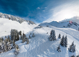 Praz de Lys Sommand Ski Resort Winter Aerial