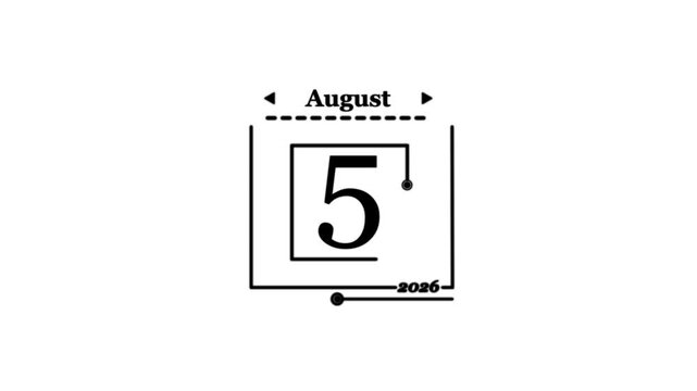 August 5th 2026 Calendar Date Icon fifth   with date Calendar event reminder date. Signing a day on a calendar. the date of New Year 2026 on a calendar.