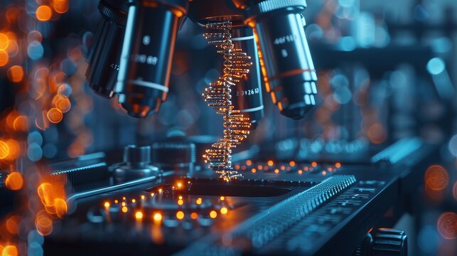 Biosensors and diagnostics exploring glowing dna under microscope