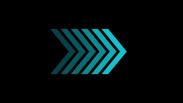 cyan color hand drawing in arrow shape on white paper background