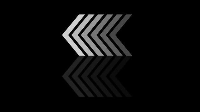 Three overlapping white arrows pointing left