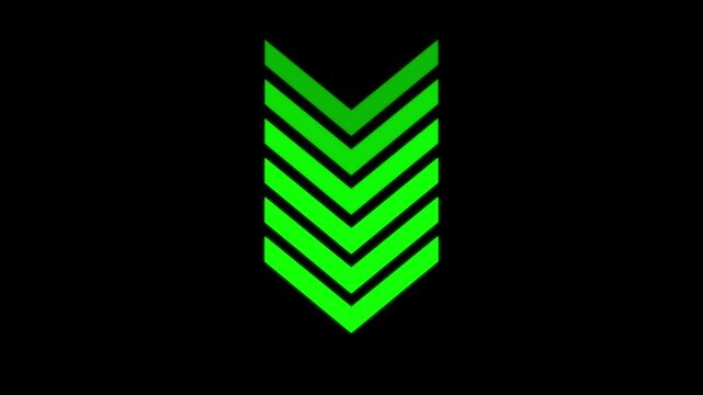 A green arrow pointing down, against a dark background