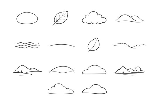 Natural vector arc mellow icon simple seed stone curve contour generation image