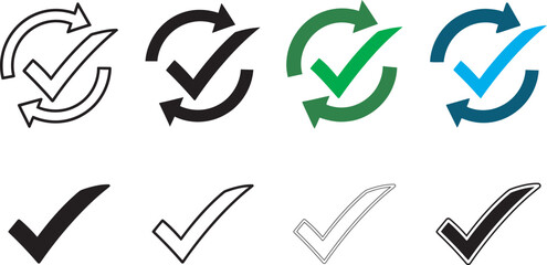 Collection of checkmark and arrow icons in various colors and styles © Vector Town