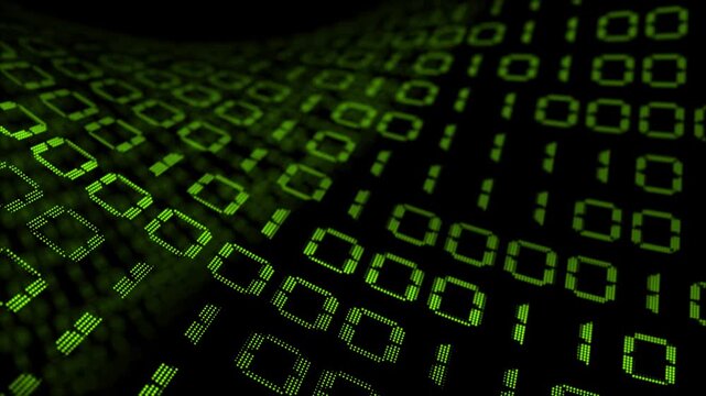 Lime green color random numbers binary code with blank space hi tech design loopable black technology background