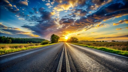 A road with tire tracks on it and the sky is background beauty nature