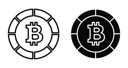 Obraz premium Bitcoin cryptocurrency digital coin icons set with segmented outer ring design for financial technology blockchain mining electronic payment and virtual currency transactions