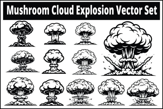 Mushroom Cloud Explosion Vector Set