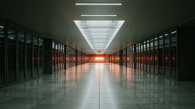Futuristic Data Center Server Corridor