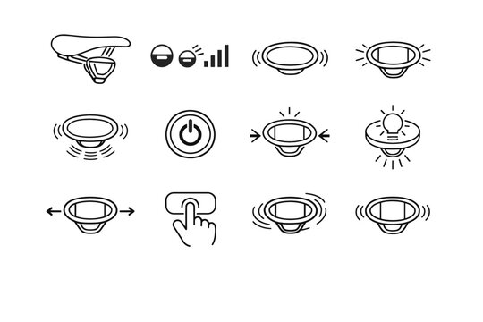 Light function icon bike icons clean modes lighting vector alert seat control