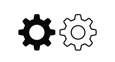 Two gears one black and one white displayed side by side