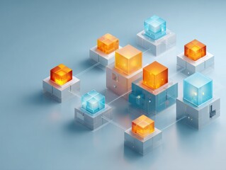 Obraz premium api connection concept blocks isolated on a light blue background