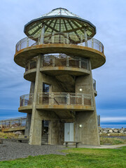 Fototapeta premium The public observation tower overlooks the Pacific Ocean and the coastal town of Westport, Washington, USA