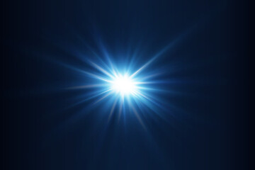 Bright blue light emitting rays creating flare effect
