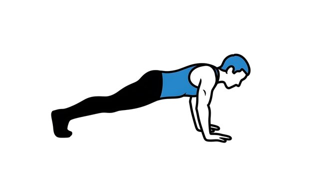 Push Up Exercise for Fitness and Strength Training on White Background