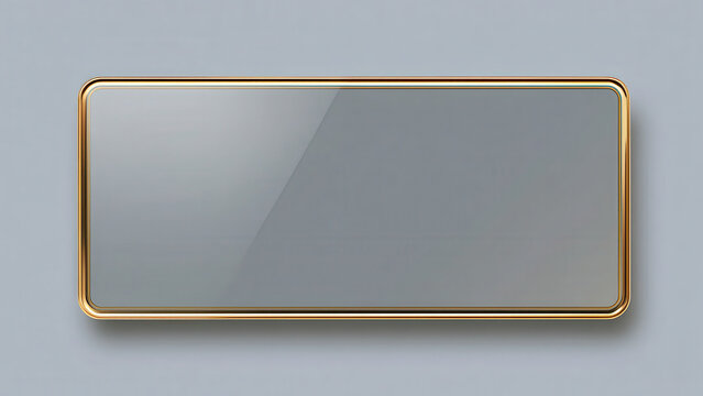 A sleek, blank grey rectangular panel with a golden frame, designed as a modern placeholder or elegant display element.