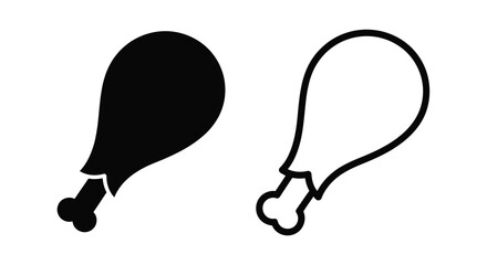 Two black and white line drawings of a chicken leg and drumstick © Mithon