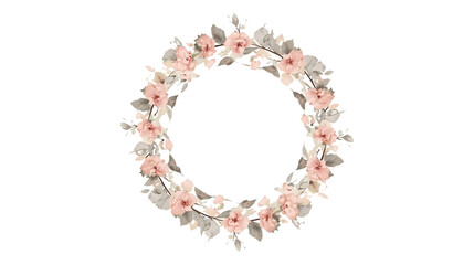 Obraz premium Hand Painted Watercolor Floral Element with Pink Flowers and Sage Green Foliage