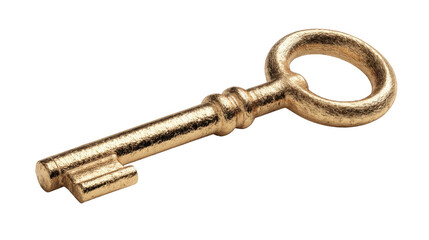 Vintage Golden Key Isolated on Black Background - Security and Access Concept