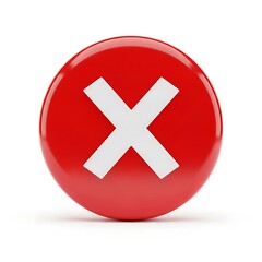 Obraz premium Glossy Red X Mark Button Icon Representing Error, Close, Deny, or Wrong Decision