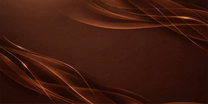 Dark chocolate and brown leather backgrounds blend with liquid silk waves and soft purple light patterns in a digital fabric design featuring fractal curves and smoke lines