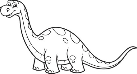 Brontosaurus dinosaur coloring page with long neck and tail long tail © Vector Art