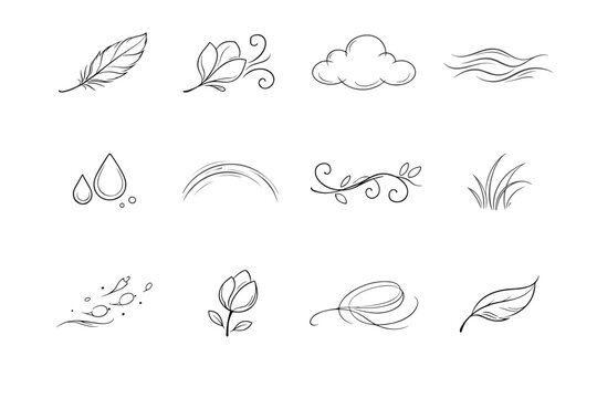 Arc loose generation simple grass vector soft icon silk dew vine cloud