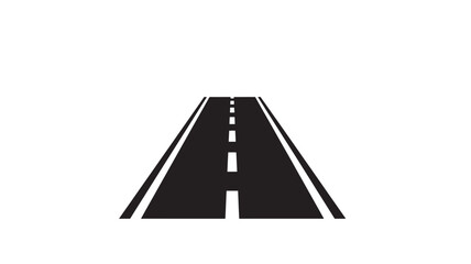 Road graphic with perspective lines and white dashes on a black surface, symbolizing travel and journey.