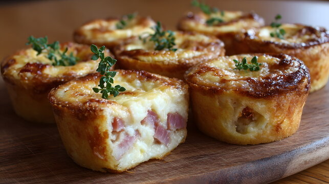 Mini savory cakes with ham and cheese
