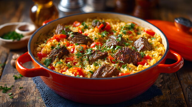 beef stew with vegetables and rice