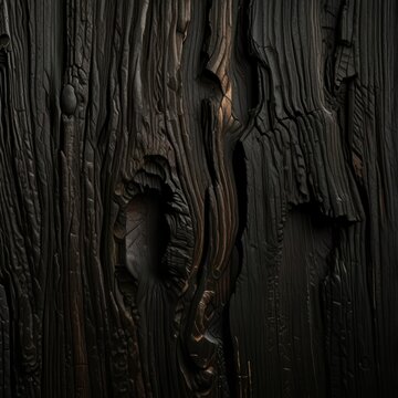 Ancient Black Bog Wood Texture Background With Rich Organic Rough Aged Detail