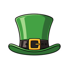 Green Leprechaun Hat Illustration Celebrating Irish Heritage and Saint Patrick's Day, Isolated Festive Cartoon Design for Holiday Events and Cultural Awareness with Traditional Celtic Charm, Luck, Pro