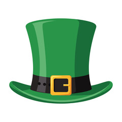 Lucky Leprechaun Hat for Saint Patrick's Day Celebration, Festive Green Top Hat for Irish Holidays, Cartoon Style Vector Graphic, Symbol of Irish Culture and Tradition, Perfect for Greeting Cards and