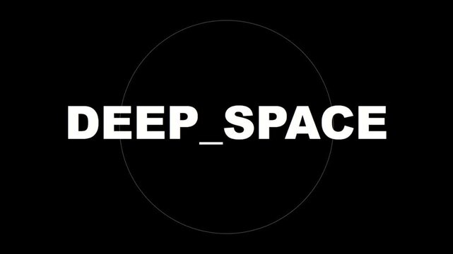 Modern Deep Space Text Reveal Intro Animation. Minimal White Typography Abstract Circle Black Background.