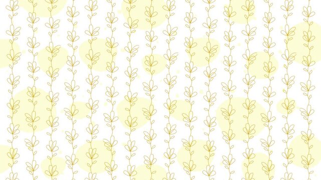 White background with vertical yellow floral vine pattern