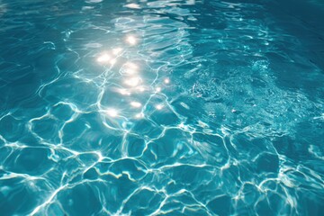 Sunlight reflecting on clear blue water surface creating beautiful ripples and patterns.
