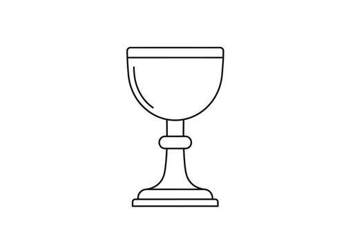 Black outline drawing of a stemmed chalice or goblet on a white background