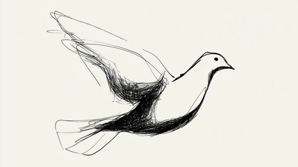 Obraz premium Freedom and Peace Dove in Flight Sketch as Business Growth and Expanding Horizon Symbol for Corporate Vision and Innovation Design
