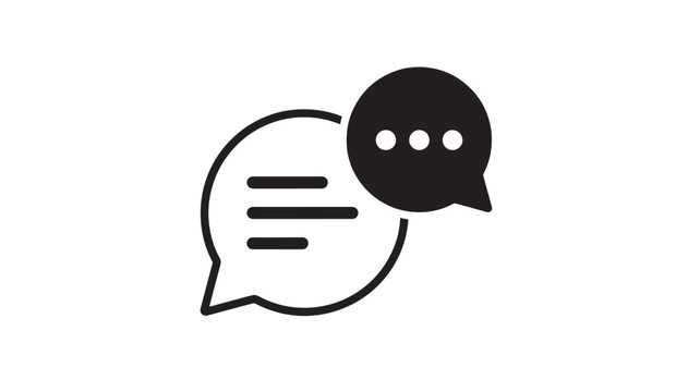Speech bubble icon with three dots indicating ongoing conversation and lines showing typed text communication