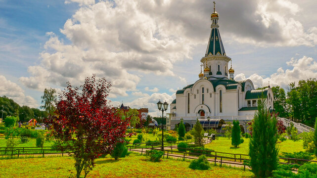 Kaliningrad, Russia. August 06, 2018. Orthodox Church of Alexander Nevsky. Kaliningrad, Russia