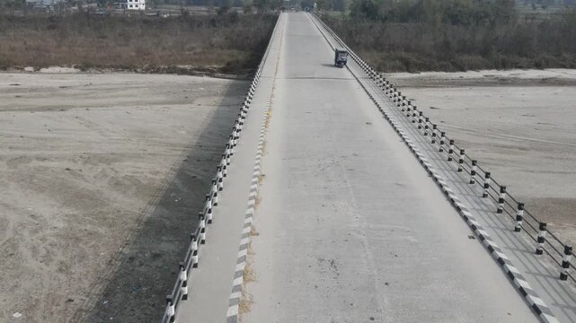 Aerial Drone View of Bridge in Jhapa, Nepal | Scenic River Crossing from Above
