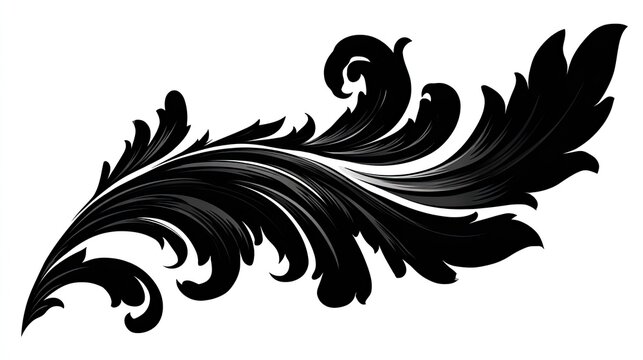 Ornate black filigree scrollwork design with flowing curves.