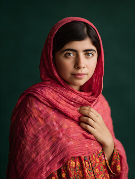 Joven afgana con hiyab rojo