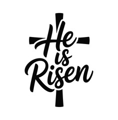 He is risen phrase above a cross.